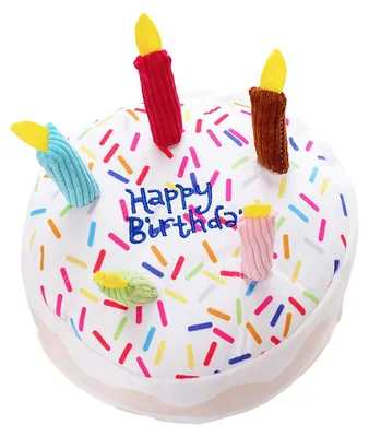 Image de Peluche gâteau d'anniversaire, jouet à mâcher doux et amusant pour chiens et chats, 20 x 21 cm