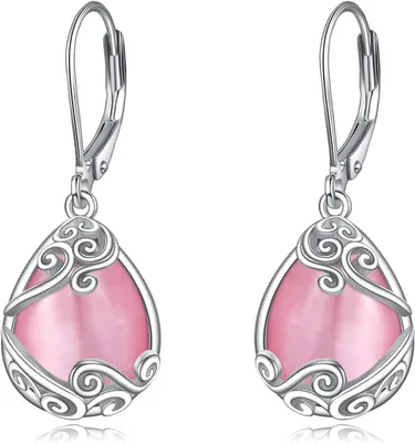 Productafbeelding van Oorbellen, fijn design, met maansteen, 925 sterling zilver, sieraden voor dames