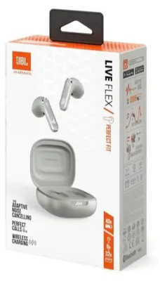 Zdjęcie produktu dla JBL Live Flex, True Wireless Stereo (TWS), Połączenia/muzyka, 20 - 2000 Hz, 37,9 g, Zestaw słuchawkowy, Srebrny