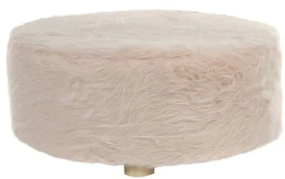 Produktbild von Casa Padrino Designer Fellhocker Rosa Ø 50 x H. 21 cm - Runder Hocker mit Kunstfell