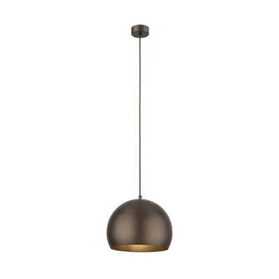 Obrázek produktu pro Závěsné svítidlo kovové Ø 27 cm kulaté V: max. 160 cm Hnědé kulové stínidlo E27 Retro design