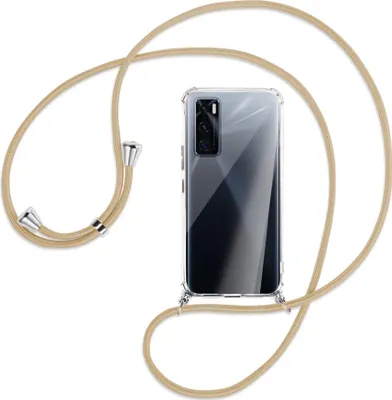 Produktbild von Handykette Backcover-Schutzhülle mit Band (Metall silberfarben) für vivo V20 SE (V2022) / Y70 - caramel
