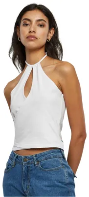 Productafbeelding van Urban Classics dames top, model "Ladies Short Wraped Neckholder", wit, maat XXL