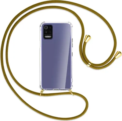 Produktbild von Handykette Backcover-Schutzhülle mit Band (Metall goldfarben) für LG K52 / K62 / Q52 - khaki