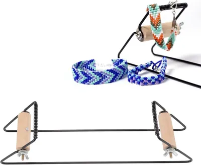Produktbild von Perlenwebrahmen - Verstellbarer Perlenwebstuhl - Edelstahl - DIY Schmuckherstellung für Armbänder, Halsketten - Für Rocailles-Perlen und Glasperlen