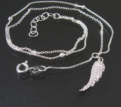 Produktbild von Fußkette Fuß Kette 925 Sterlingsilber Zirkonia 24-27cm Flügel 22820-27