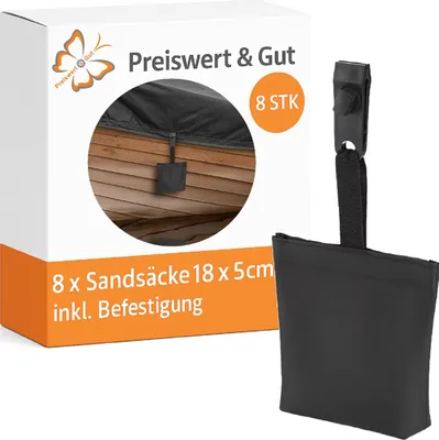Produktbild von 8x Sandsäcke für Pavillon 18x5cm inkl. Befestigung zum beschweren Sandsäckchen Beschwerer für Vorhänge Outdoor Sandsäcke