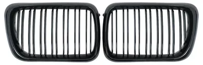 Produktbild von Kühlergrill Nieren Nierengrill für BMW 3er E36 LCI 11.1996–1999 Doppelstreifen Schwarz Glänzend.