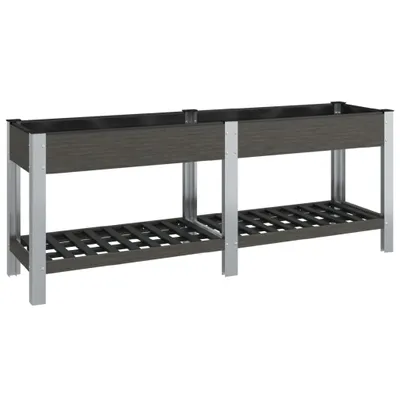 Zdjęcie produktu dla vidaXL Podwyższone łóżko ogrodowe z półką Szare 200x50x75 cm WPC