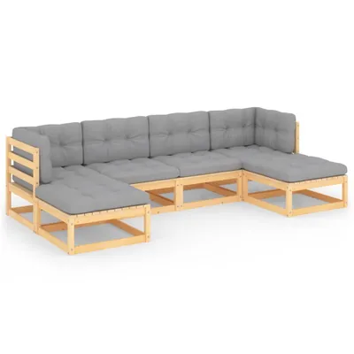 Immagine prodotto di Set da giardino 6 pezzi con cuscini, in legno massello di pino, vidaXL