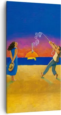 Produktbild von Bild auf Leinwand - Leinwandbild - Einteilig - Symbol Liebe Surrealismus - 55x100cm - Wand Bild - Wanddeko - Wandbilder - Leinwanddruck - Bilder - Wanddekoration - Leinwand bilder - PA55x100-4411
