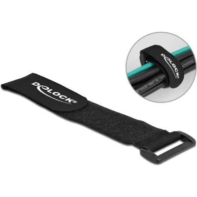 Produktbild von Delock Klett-Kabelbinder mit Schlaufe L 280 x B 38 mm schwarz 3 Stück