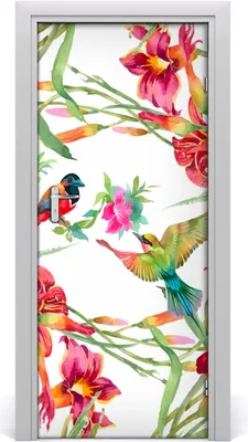Produktbild von Tulup Türaufkleber 85x205 cm Dekorative Aufkleber Selbstklebend Wasserdichte Tapete Abnehmbar Schlafzimmer Wohnzimmer Wohnkultur - Vögel und Blumen
