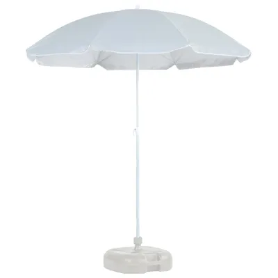 Produktbild von 1x grau/weiß 1,74 m x 1,93 m Metall Beach Parasol & Basiset - Stahlrahmen Sonnenschatten Regenschirm UPF50+ - von Harbour Housewares