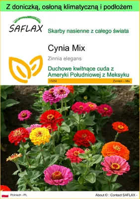 Zdjęcie produktu dla SAFLAX - Garden to go - Cynia Mix - 50 Nasiona - Z doniczką, pokrywą klimatyczną i podłożem do uprawy - Zinnia elegans
