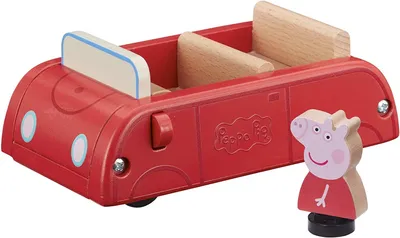 Produktbild von Peppa Wutz Holz Spielzeug - rotes Familienauto (mit Peppa Figur) Spielzeugauto