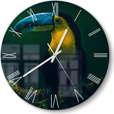 Produktbild von DEQORI Glasuhr Ø30 cm Römisch 'Dschungelbewohner' Wanduhr Glas Uhr Design leise Küchenuhr
