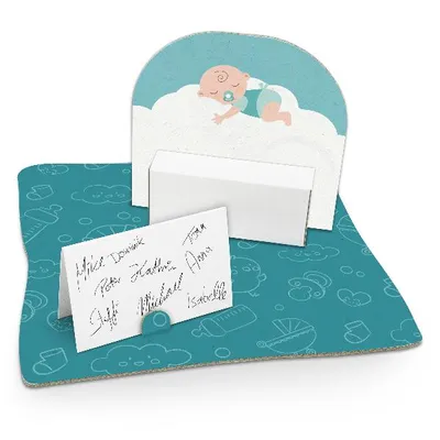 Produktbild von itenga Geldgeschenkverpackung "Baby auf Wolke" mintgrün pastell (Motiv 69)