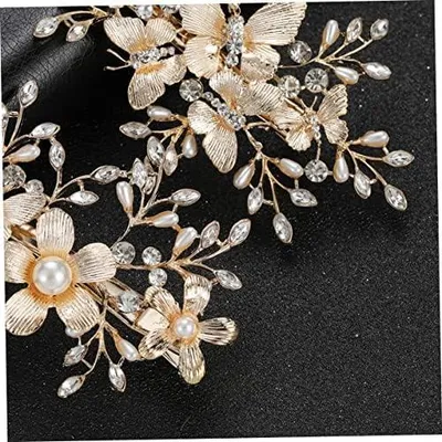 Produktbild von 4 Stück Strass-Haarschmuck für Bräute, Blumen-Haarspangen für Hochzeiten, für Bräute und Brautjungfern, mit Perlen und funkelnden Verzierungen