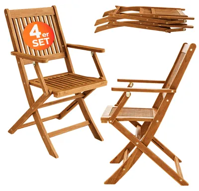 Produktbild von CASARIA® 4er Set Gartenstuhl Balkonstuhl Holz Sydney FSC®-zertifiziert Akazie Klappbar 160kg Belastbar 56x54cm Garten Balkon Terrasse Klappstuhl Hochlehner Braun