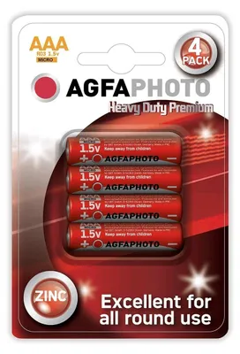 Produktbild von AgfaPhoto Zink-Batterie 1,5V, R03/AAA, Blister 4St