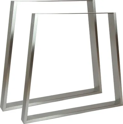 Produktbild von Natural Goods Berlin Möbelkufen TRAPEZ 80 cm, Tischkufen, Tischbeine, Tischgestell, Esstisch, Bank, Couchtisch, 60 cm x 72 cm, Edelstahl, 2 Stück