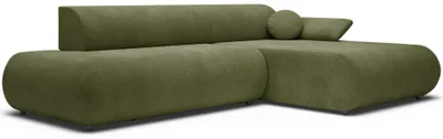 Obrázek produktu pro Selsey Armone – rohová pohovka s funkcí spaní, žinylka, ottoman vpravo, olivově zelená