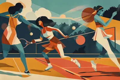Immagine prodotto di Poster 45x30 cm Campionesse del campo da tennis