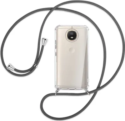 Produktbild von Handykette Backcover-Schutzhülle mit Band (Metall silberfarben) für Motorola Moto G5S - dunkelgrau