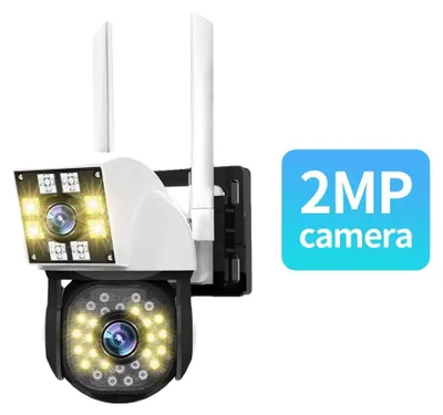 Image de Caméra de sécurité, double objectif, détection de mouvement IA, 2 MP, sans carte, prise UE