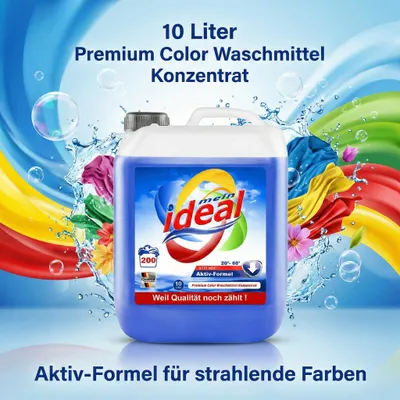Produktbild von 10 Liter ( 1 x 10 Liter )  ideal Flüssigwaschmittel Color Gel Konzentrat mit Aktiv-Formel