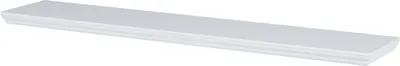 A white shelf on a white background.