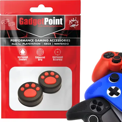 Immagine prodotto di Impugnature per il pollice - Impugnature per il pollice per PS5, PS4, PlayStation, Xbox Series X/S, One, 360 e Nintendo Switch Pro Controller - Impugnature per il pollice da gioco - Impugnature per il pollice ad alte prestazioni - Cappucci antiscivolo per joystick - Accessori per bescherming - Pootjes - Zwart met Rood -