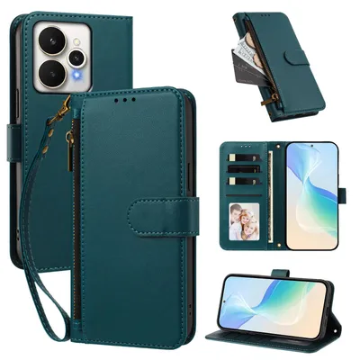 Produktbild von Geldbörse Hülle für Realme 15 /Realme 15 Pro 5G, Kunstleder Handyhülle mit Kartenfächer, Ständer, Handschlaufe Grün