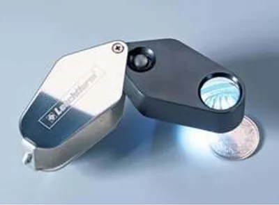 Produktbild von LED-Einschlaglupe, 10-fache Vergrößerung, schwarz, Ø 18 mm