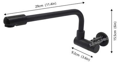 Immagine prodotto di Rubinetto da cucina - Rubinetto a parete - Bocca orientabile - Acqua calda/fredda - Ottone - 29×9,2×15,5 cm - Nero