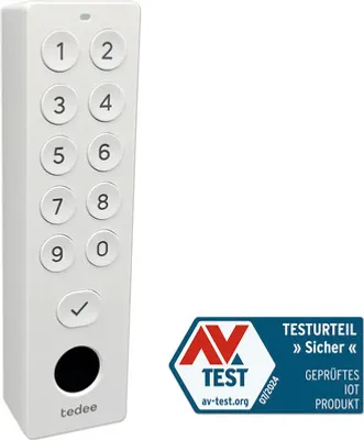 Produktbild von Tedee Keypad Pro Zahlentastatur inklusive Fingerprint Zutrittskontrolle, 125x33x23,5mm, weiß