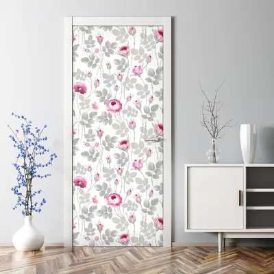 Produktbild von Dekorative Türposter Klebefolie selbstklebend Wandaufkleber Pastell Rosen Blumen 85 x 200 cm