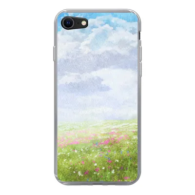 Produktbild von MuchoWow® Handyhülle Schutzhülle Hülle für iPhone 8 Aquarell - Blumen - Landschaft Silikon Softcase Handy Hülle - Schutzhaube