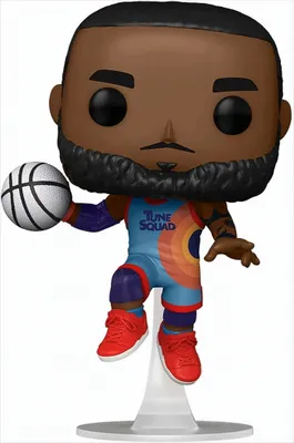 A Funko Pop! figure of LeBron James from Space Jam 2, holding a basketball.