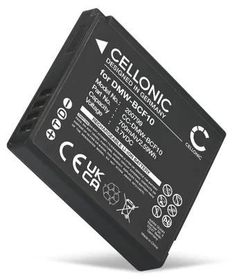 Image de CELLONIC 1x Batterie pour Appareil photo Compatible avec Panasonic Lumix DMC-FS7, Lumix DMC-FS10, Lumix DMC-FS62, DMW-BCF10 - (700mAh, 3.7V)
