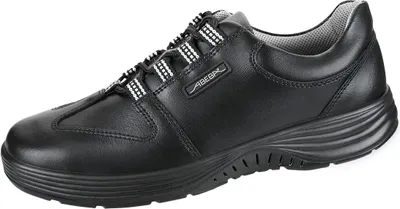 A black Abeba professional shoe is shown from a side angle against a white background.