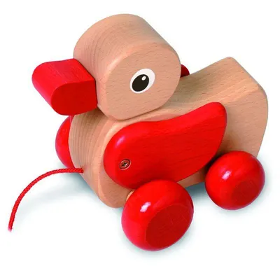 Produktbild von nic Holz Nachziehtier Ente Waggle-Duck braun rot Spielzeug