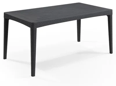 Produktbild von Gartentisch mit Lattenplatte - Maße: 160x90x74 cm - gewebte Rattan-Imitationsstruktur - ALLIBERT BY KETER - 6 Personen - GI