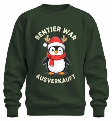 Image de Rentier War - T-shirt ou pull "Joyeux Noël", motif pingouin amusant, couleur vert bouteille, taille S