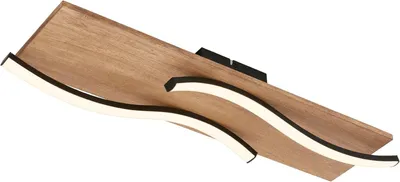 Produktbild von Briloner Vinka LED Deckenlampe Vintage, Holzdekor, Wellenform, 2-flammig, ON/OFF, Schwarz-Holz, 55 x 14 x 8,5 cm
