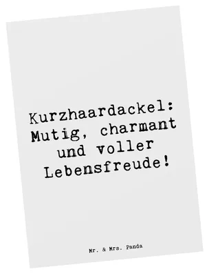 Produktbild von Mr. & Mrs. Panda Fotokarte Spruch Mutiger Dackel - Weiß - Geschenk, Kurzhaardackel, Hunderasse, Postkarten, Hunderassen, Eigenschaften, Postkarte, Kurzhaar, Hund, Pflege