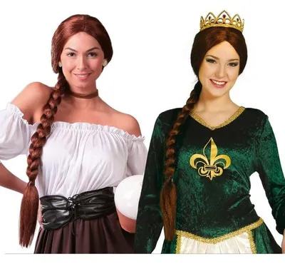Immagine prodotto di Principessa Medievale Parrucca Costume Treccia Lunga Nero Biondo Marrone Carnevale Capelli Treccia Lunga, Colore: Marrone