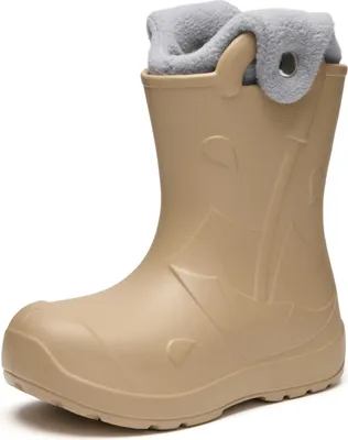 Produktbild von Ladeheid x Camminare Gummistiefel Kinder aus leichtem EVA warm gefüttert wasserdicht mit praktischem Griff und edlem Regenschirm-Relief für kalte Tage und Schnee LA-CA-21 (Camel, 28/29 EU)