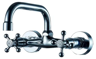 Produktbild von Wasserhahn Wandmontage Messing Zweigriff Wandarmatur Wasserhahn Nostalgie Zweigriff Retro Waschtisch Armatur für Waschbecken Badinstallationen, Silber